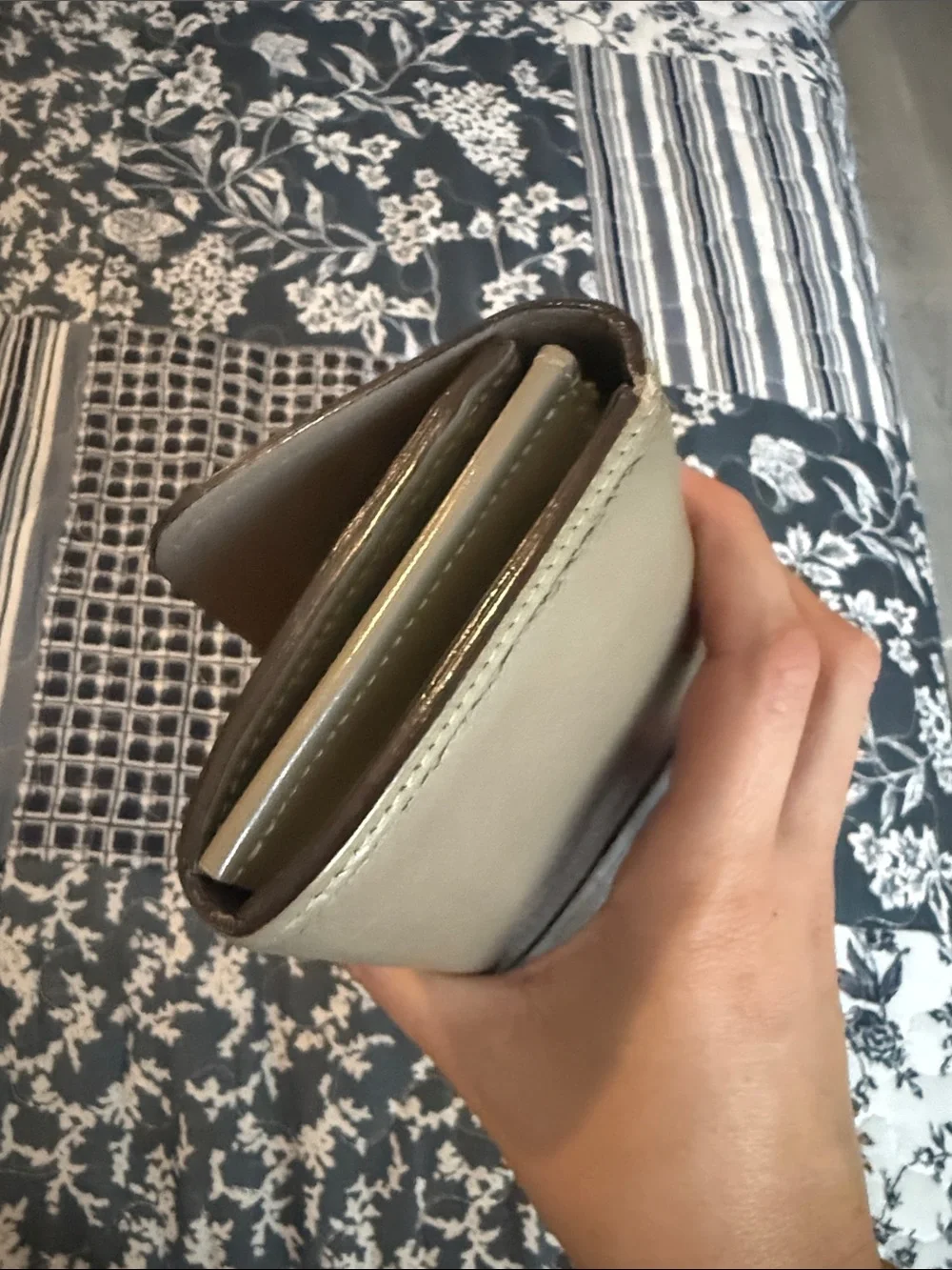 Louis Vuitton Classic Leather Wallet in Taupe with Gold Accent